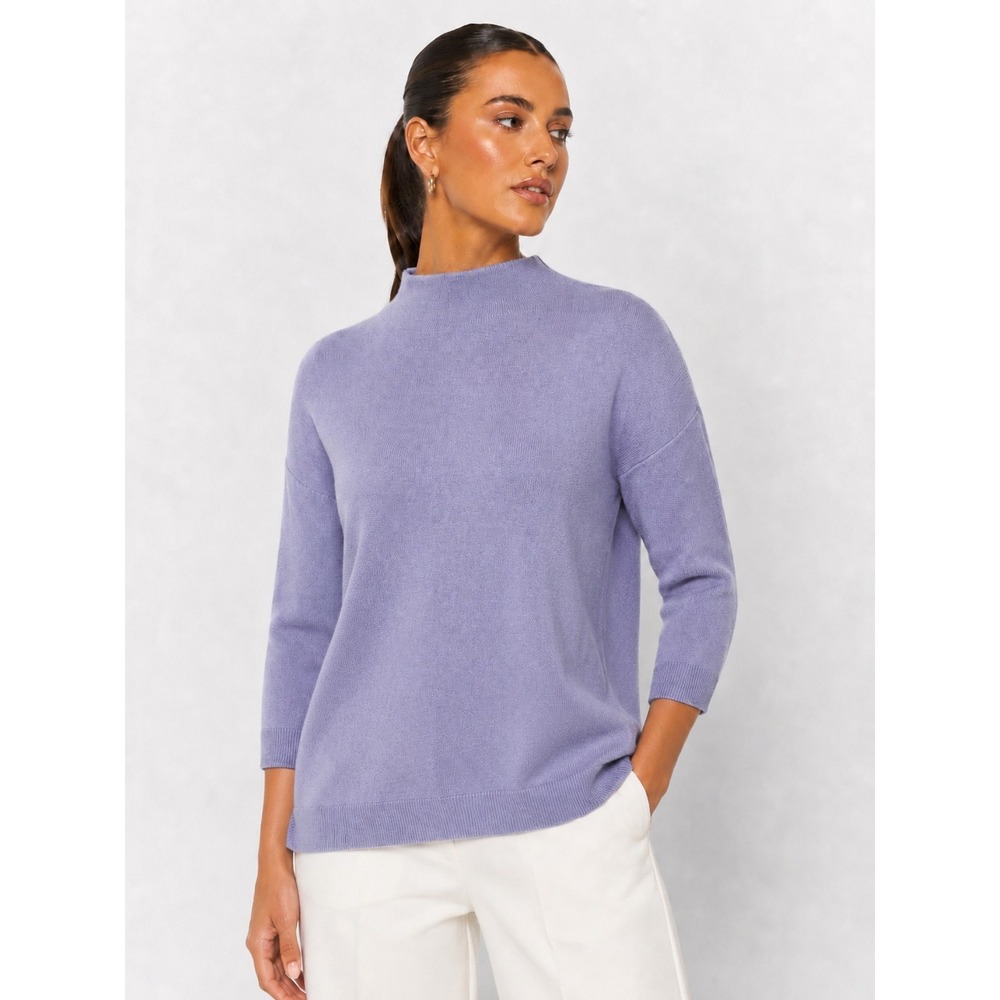 Pilcro 100% Cashmere Mock Neck Relaxed Fit Sweater Lavender Purple Petite XL
